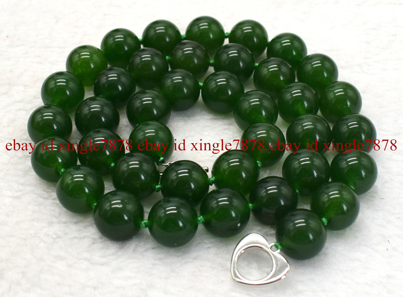 Genuine 12mm Natural Dark Green Jade Round Gemstone Beads Necklace 16-28″