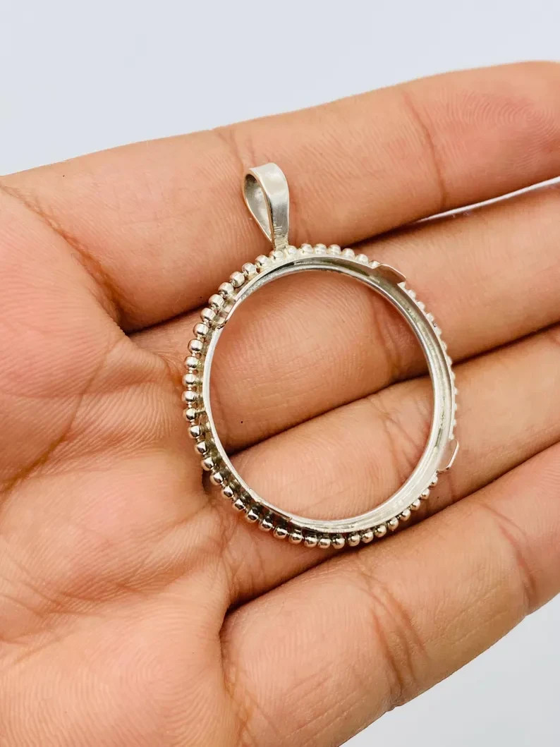 Coin Bezel One Ounce Silver Panda 37mm Sterling Silver Soldered Bail pendant