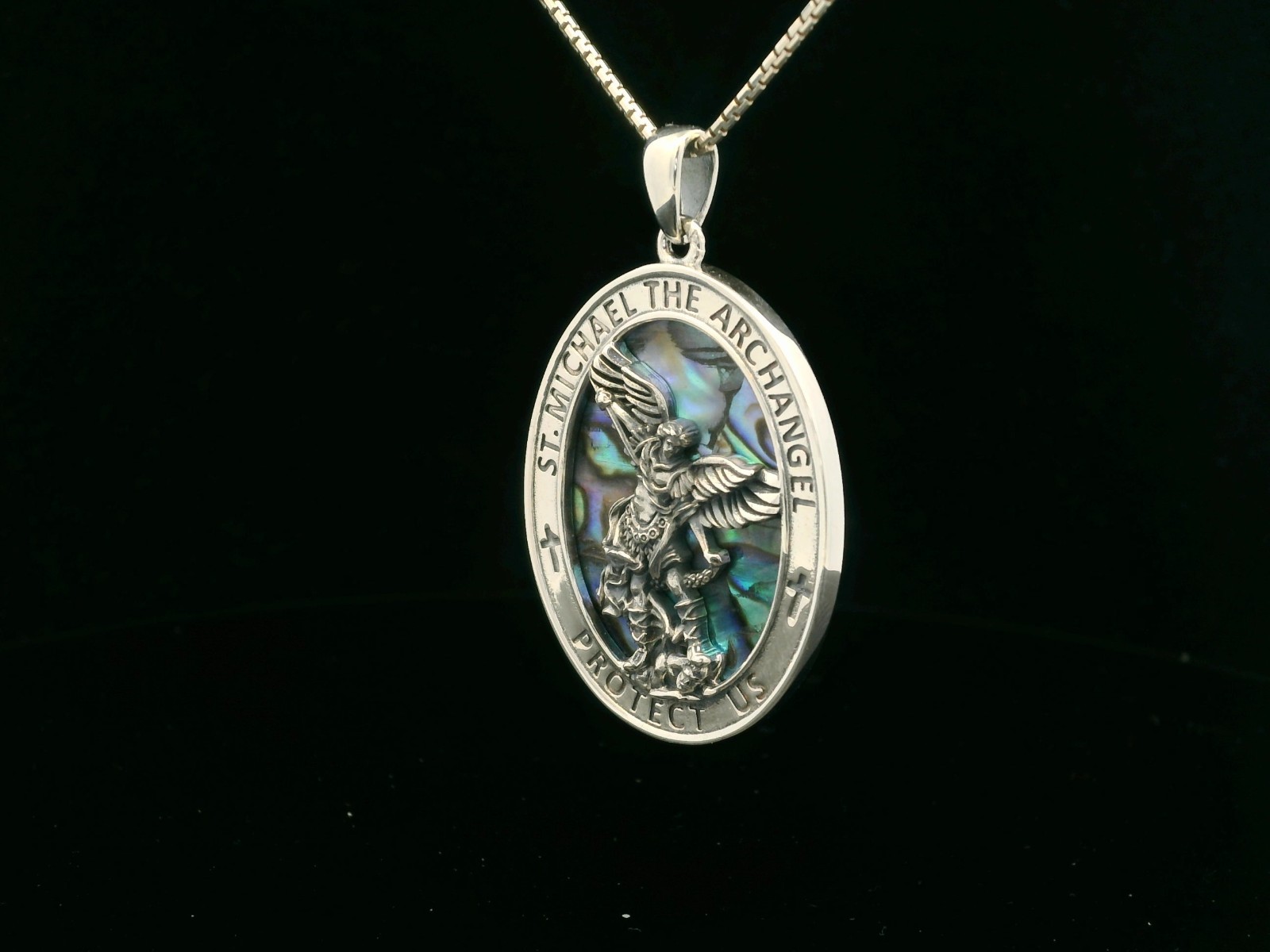 Sterling Silver Saint Michael Necklace on Abaline