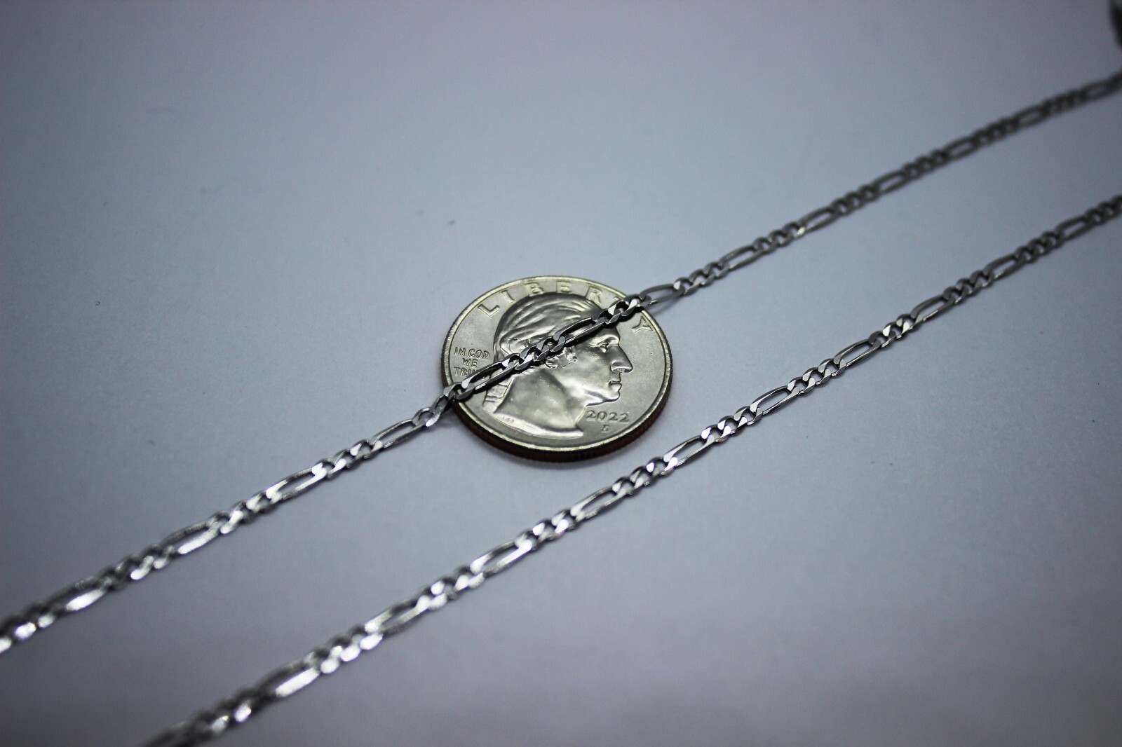 10k Solid White Gold Figaro Chain Necklace Bracelet 2.2mm – 6.2mm 7″ – 30″
