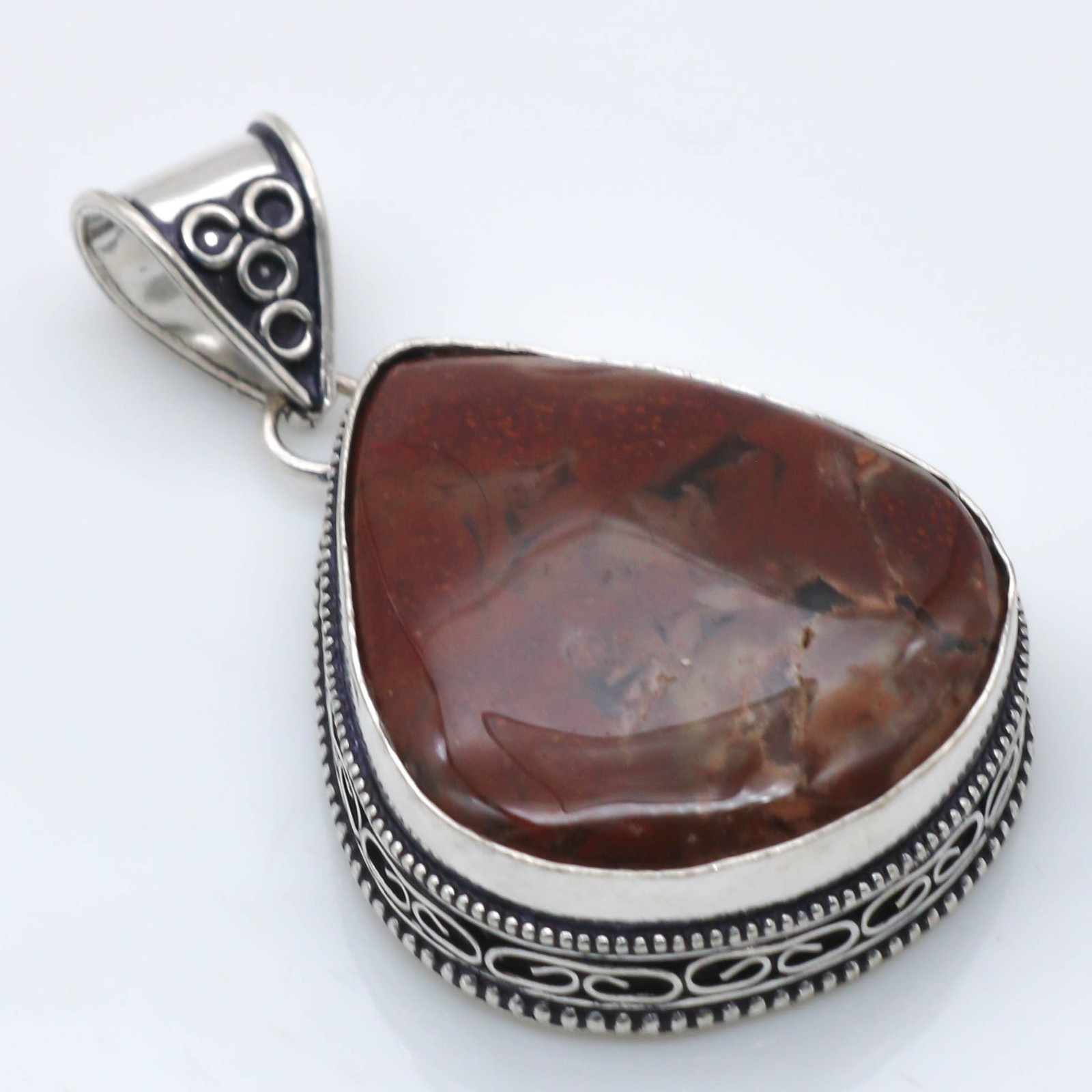 Brown Skin Jasper Gemstone Handmade Pendant 925 Sterling Silver Jewelry Size 2″