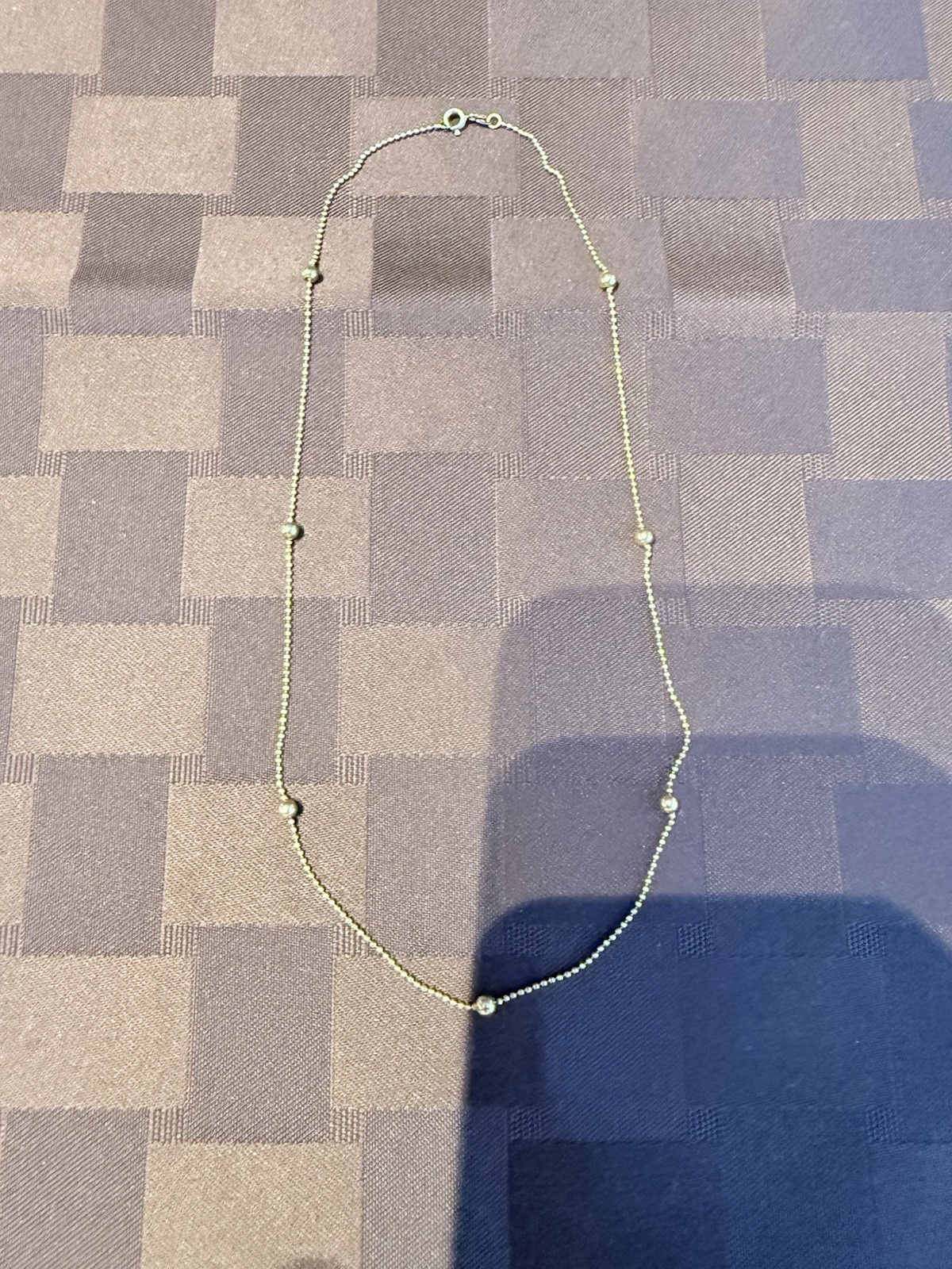 Vintage Solid 18K Yellow Gold Italian Ball Station Necklace – 18″ 3.78g 750