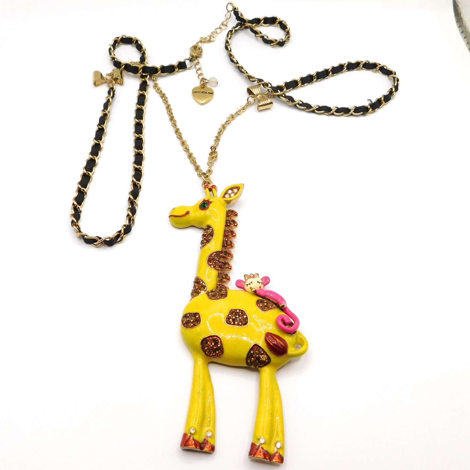 WHIMSICAL VINTAGE BETSEY JOHNSON GIRAFFE PENDANT NECKLACES IN VERY GOOD CONDITIO