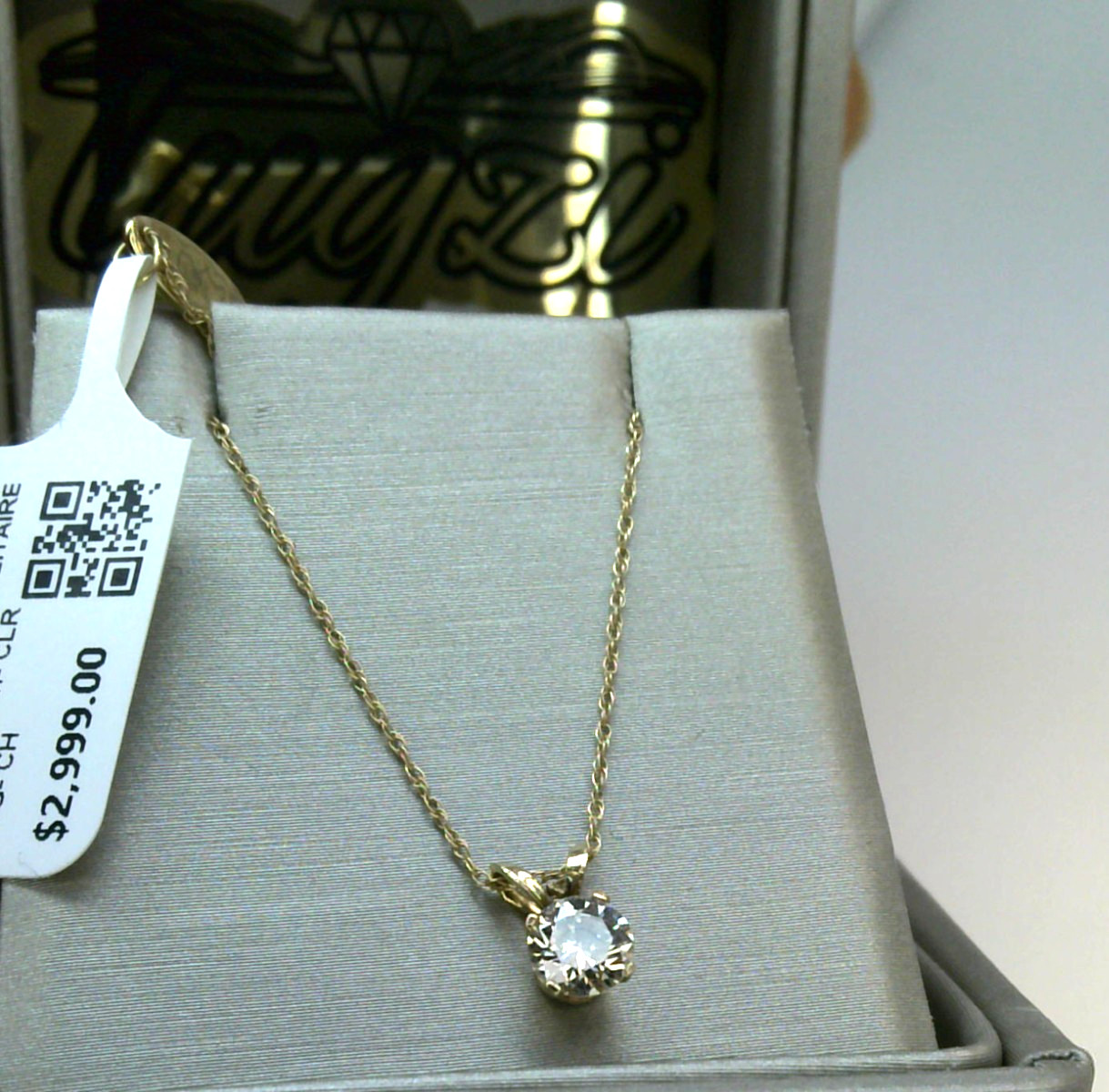 $3000 REAL GENUINE Diamond SOLITAIRE PENDANT NECKLACE 14k yellow Gold SOLID! 18′