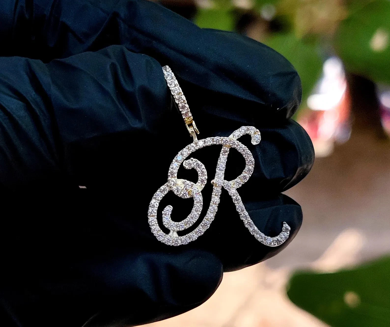 3Ct Round Lab-Created Diamond Initial “R” Letter Pendant 14K Yellow Gold Plated