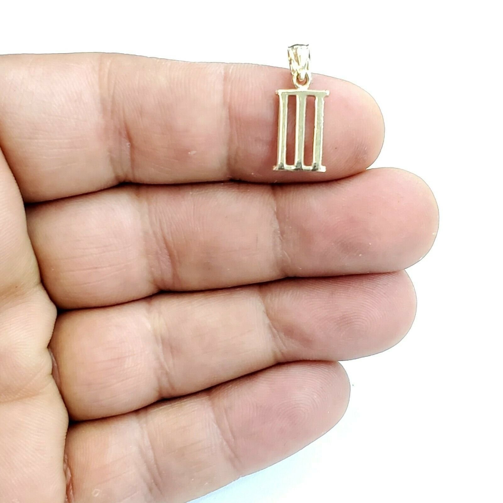 New 14KT Yellow Gold Solid Roman number 3 Pendant charm gift Fine Jewelry 1.3g