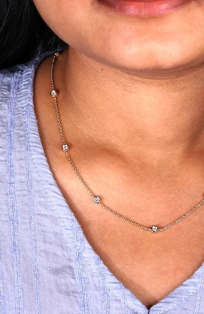 1.22Ct Round Cut Lab Created Diamond Wedding Necklace 14K Yellow Gold Plated