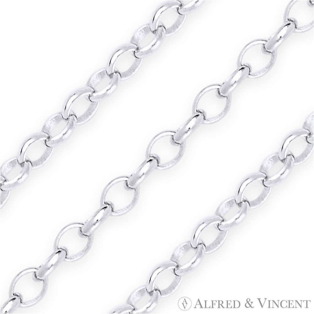 2.1mm Open Rolo Oval Cable Link Italian Chain Necklace in .925 Sterling Silver