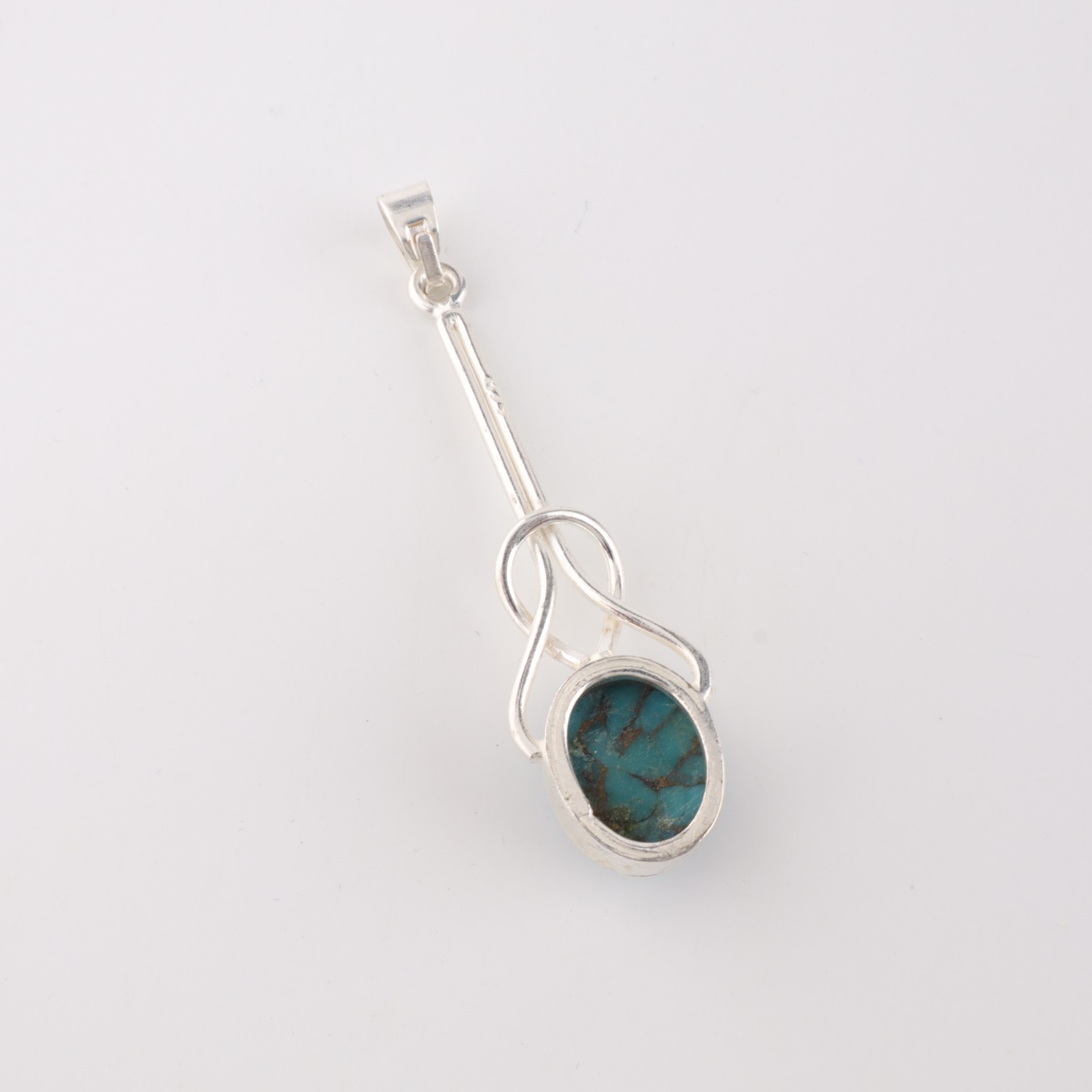 Blue Copper Turquoise Gemstone 925 Sterling Silver Jewelry Handmade Pendant1.79″