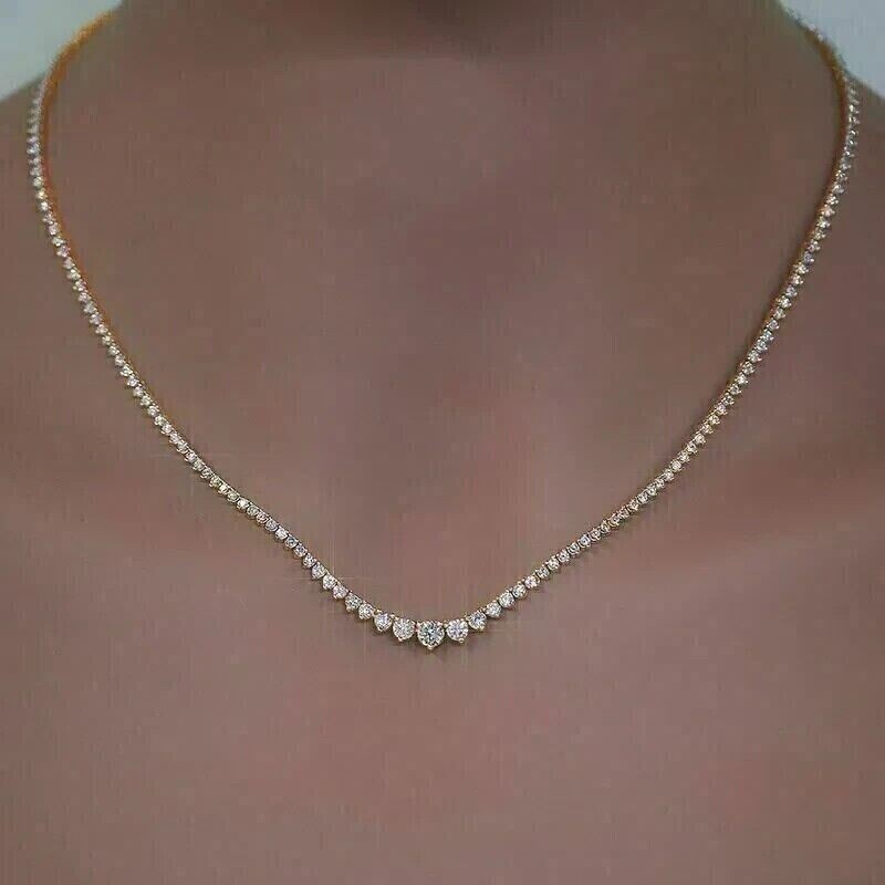 20Ct Round Cut Lab Created Women’s Tennis Necklace 14K White Gold Plated