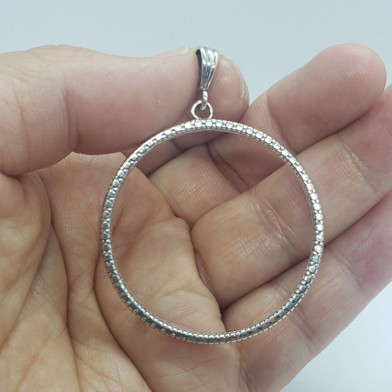 Sterling Silver Nickel Bezel 22 mm 5 Cents Coins Prong Back Illusion Edge