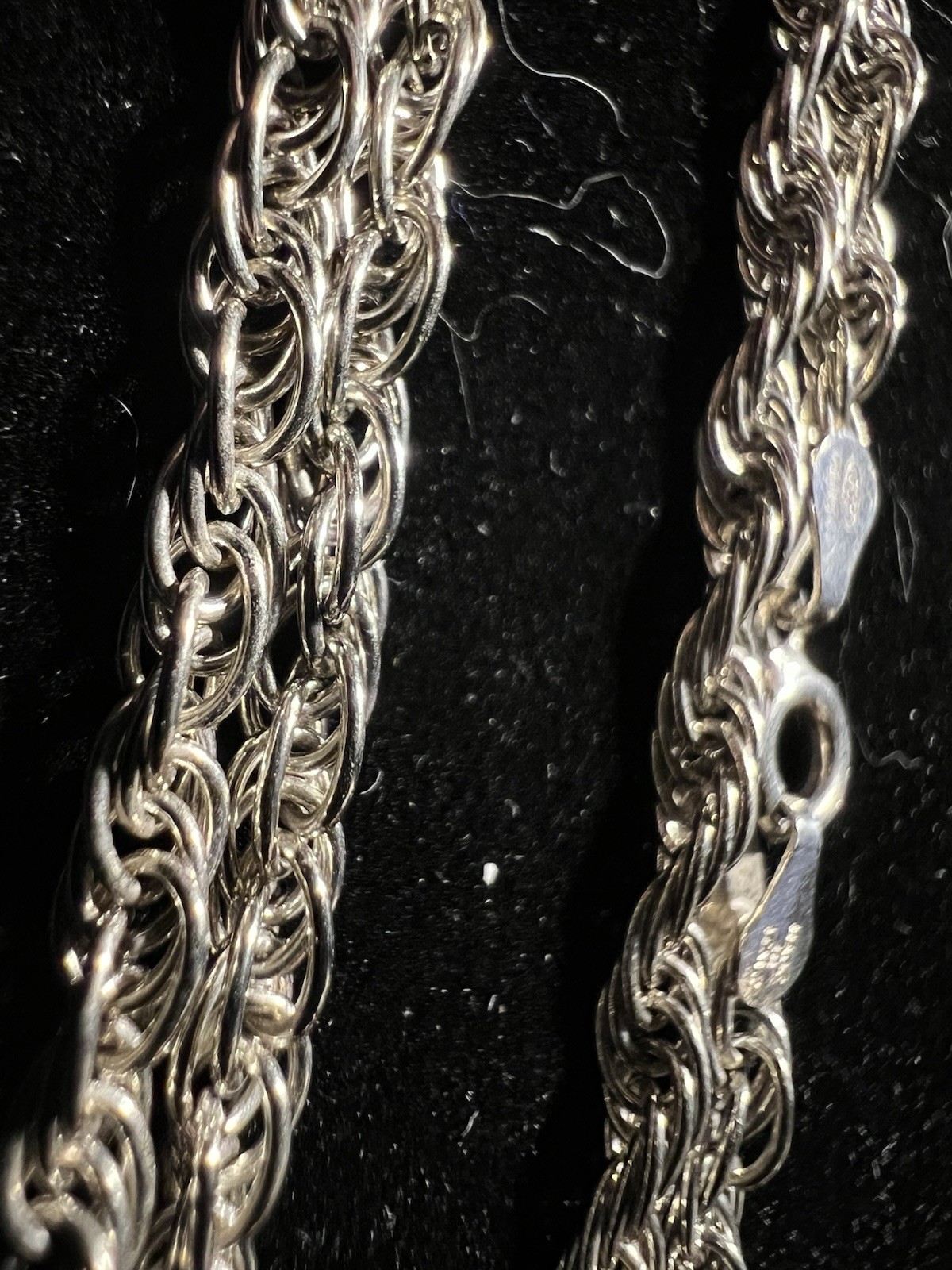 24” 925 3mm Sterling Loose Rope Chain. Italy. Very Good Condition.