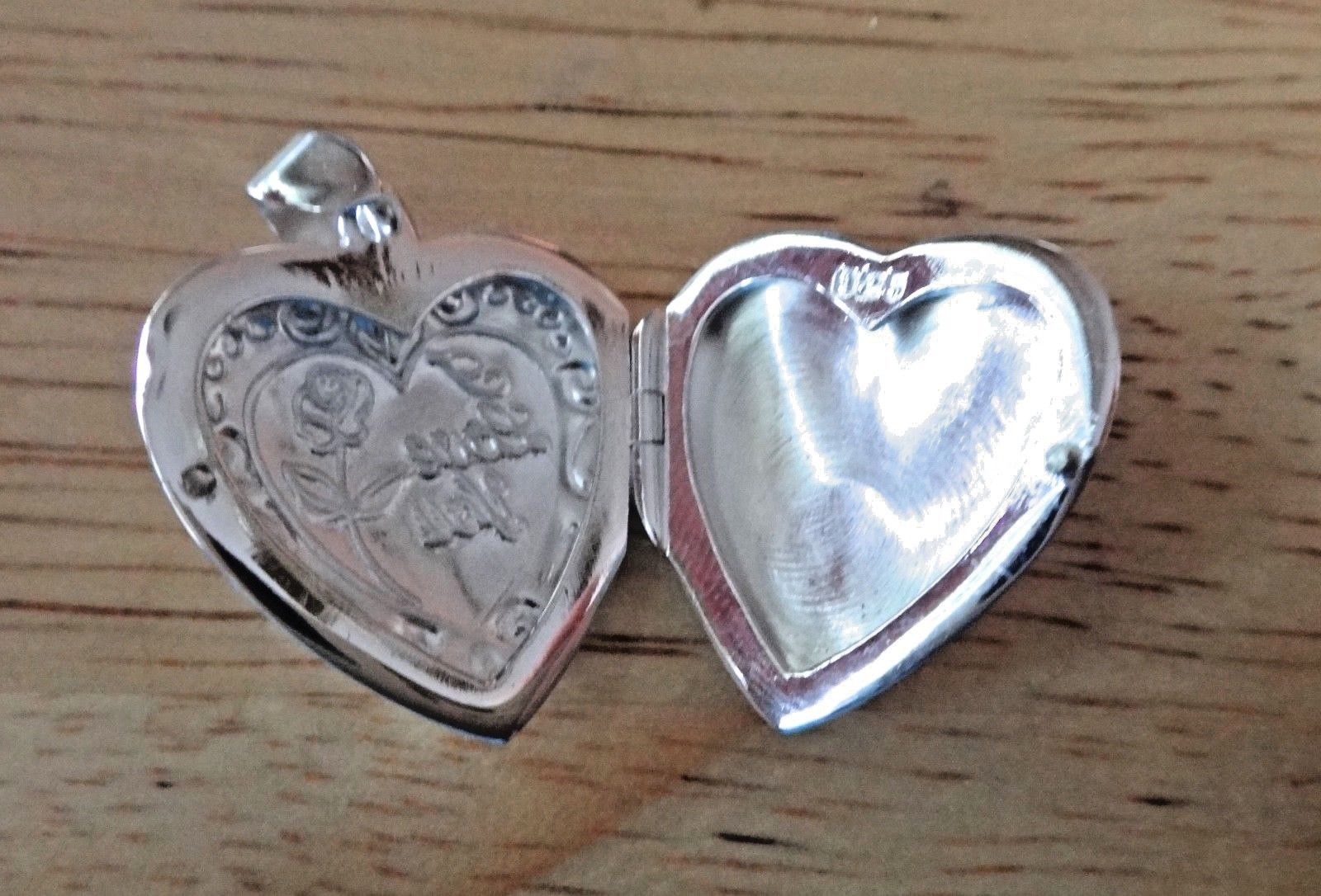 Sterling Silver Movable 17mm Plain Heart 2 photo pictures Locket Charm