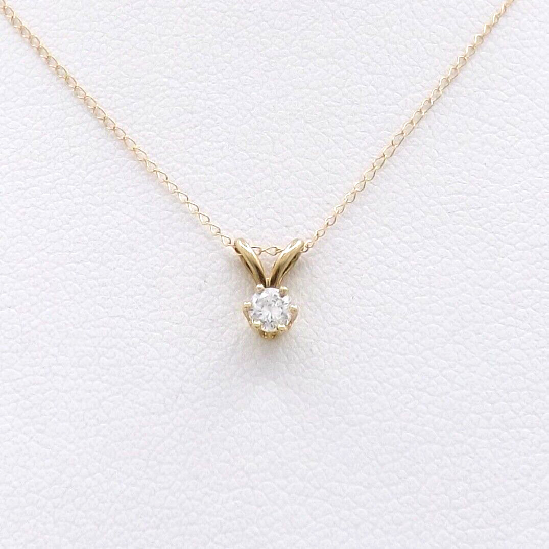 14k Gold Baby 1st First Diamond Pendant Necklace 13in April Birthstone New