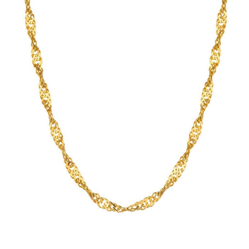 Au750 Solid 18K Solid Gold yellow Gold Necklace Women Gold Chain 46cm-