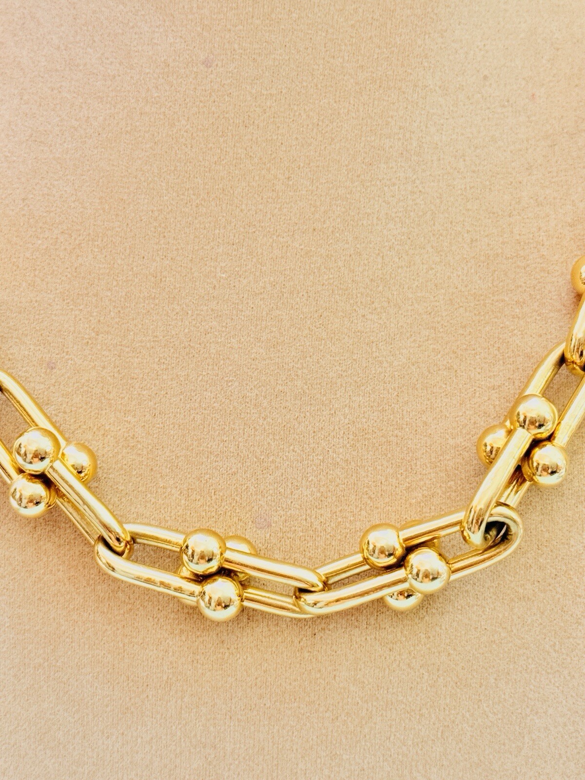 18K Pure Gold Large Horseshoe Chunky Link Chain Necklace Unisex USA