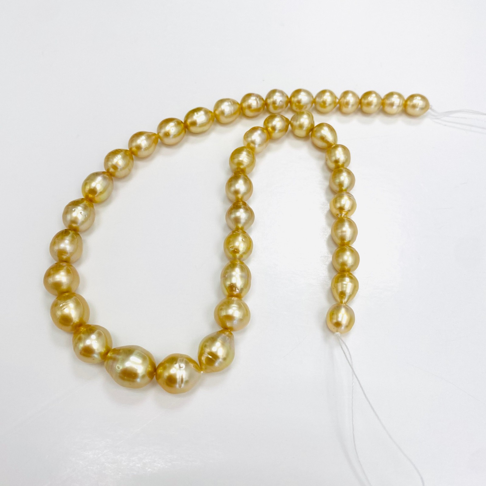 Golden South Sea Pearl Necklace Loose Strand 8mm to 11mm Drops/Ovals/Buttons Mix