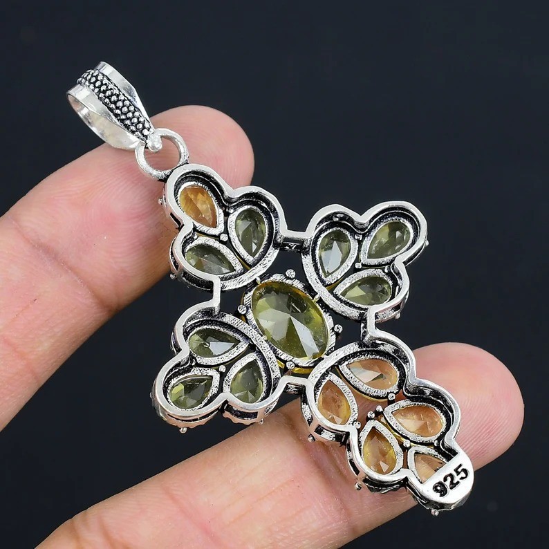 Citrine Gemstone Vintage Pendant 925 Sterling Silver Handmade Jewelry For Gift