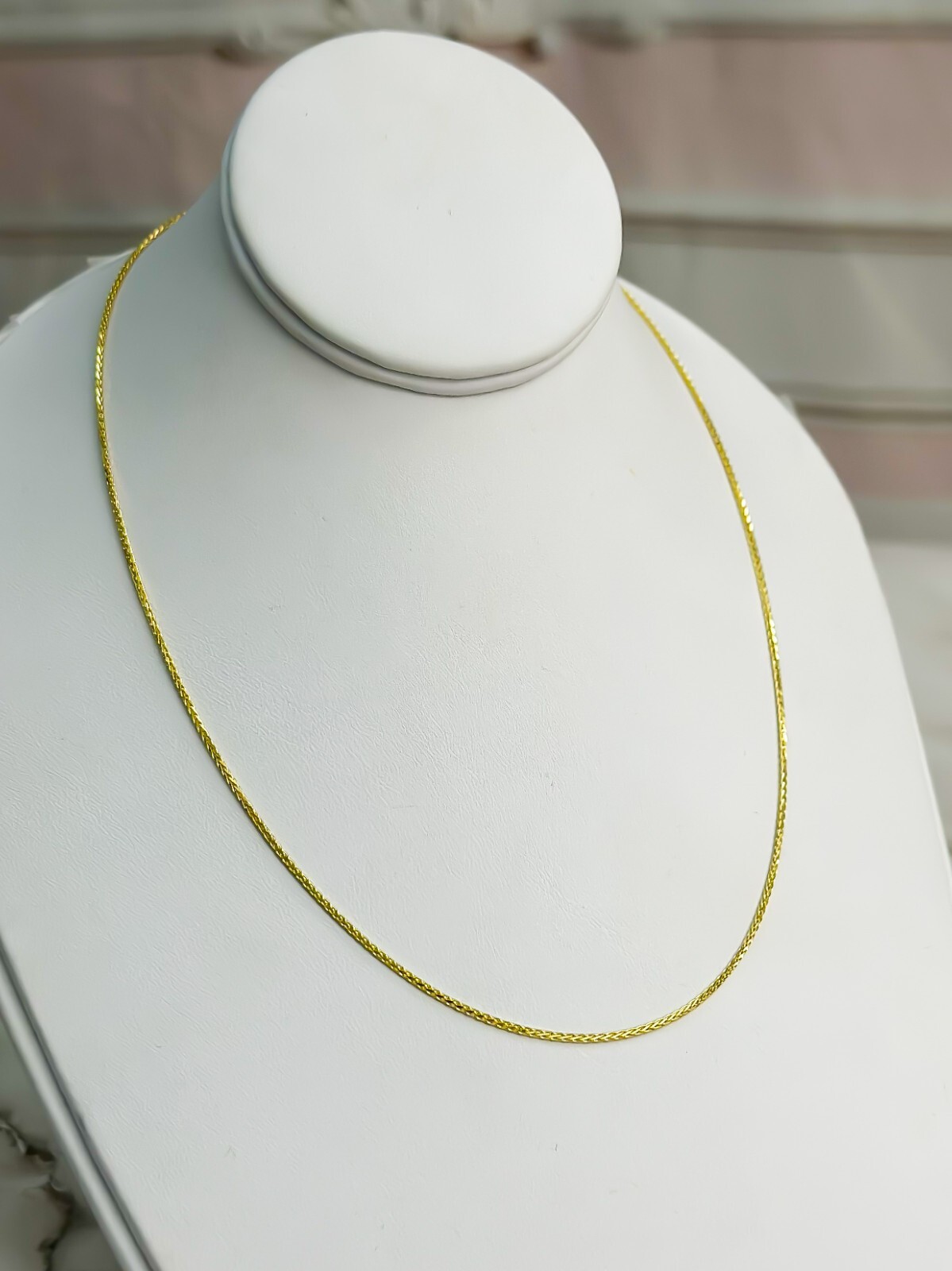 14k Gold 1.2mm Chain Franco Necklace 16″ For Unisex Adults, Chevron Link, Italy