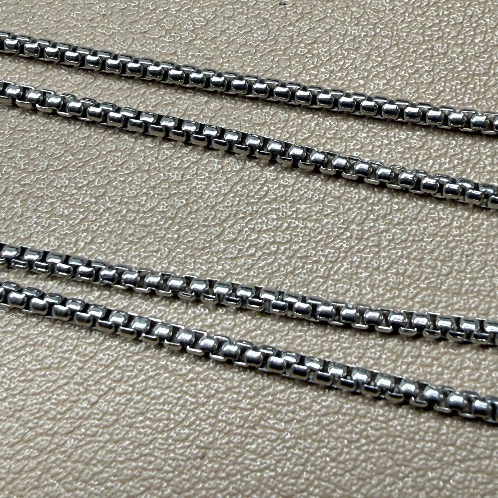 Solid Italy 925 Sterling Silver Round Box Chain Necklace 24” 1.7mm