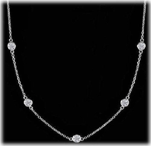1.17 carat Round Diamond By The Yard 18k White Gold Necklace 9 x 0.13 F-G VS/SI1