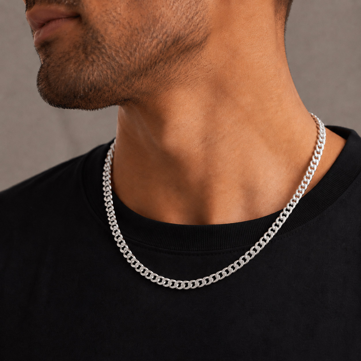 925 Sterling Silver Beveled Curb Chain Necklace – 6.6mm
