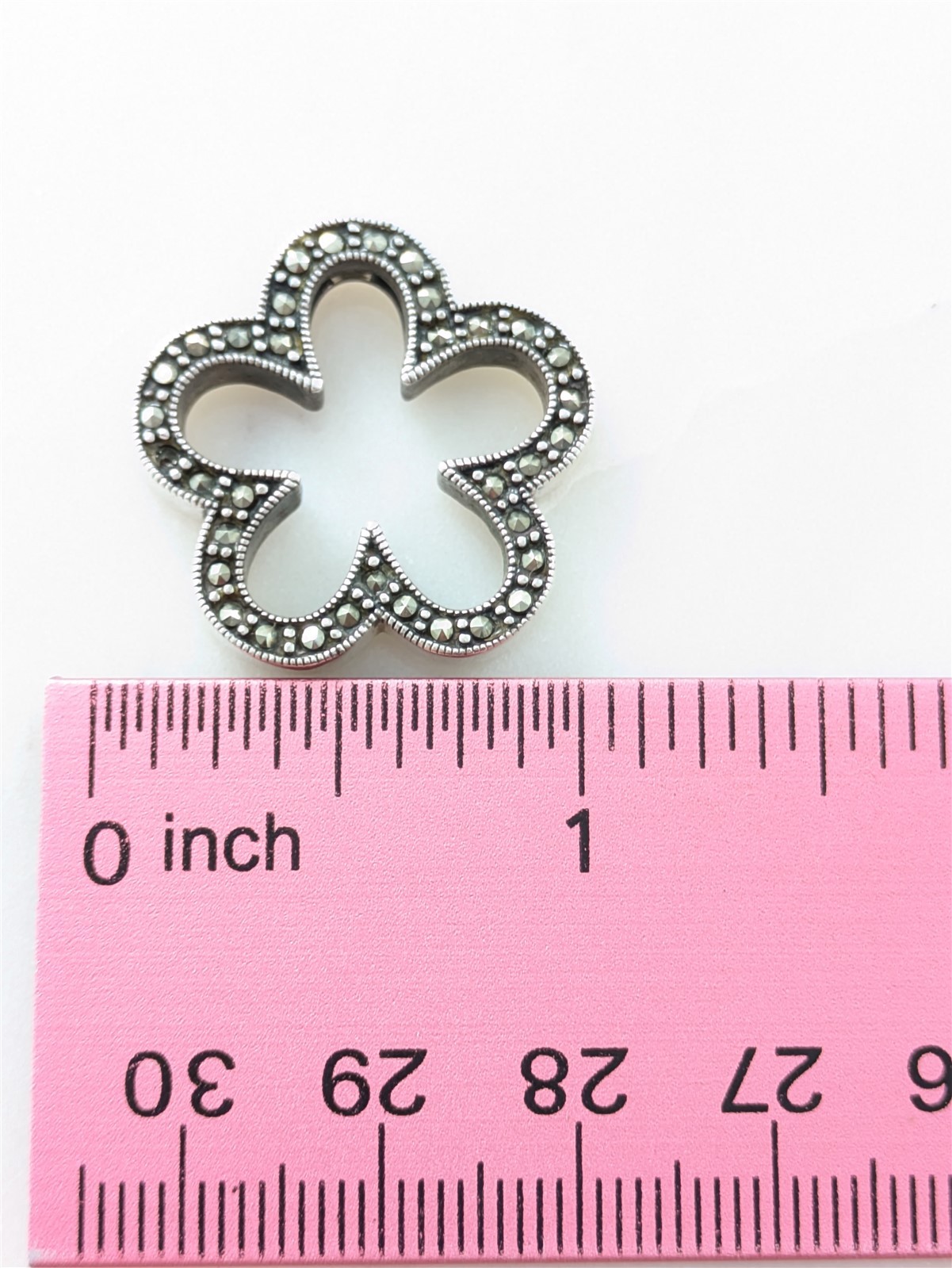 Thailand Vintage Solid Sterling Silver Marcasite Flower Enhancer Pendant 8 Grams