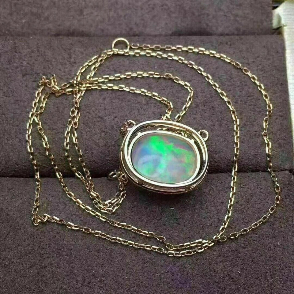 3.20Ct Oval Cut Fire Opal & Diamond Halo Pendant 14K Yellow Gold Over Free Chai