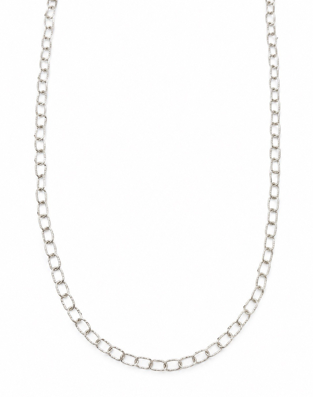 Sterling Silver Dyadema Italy Textured Oval Link Chain Necklace 42″