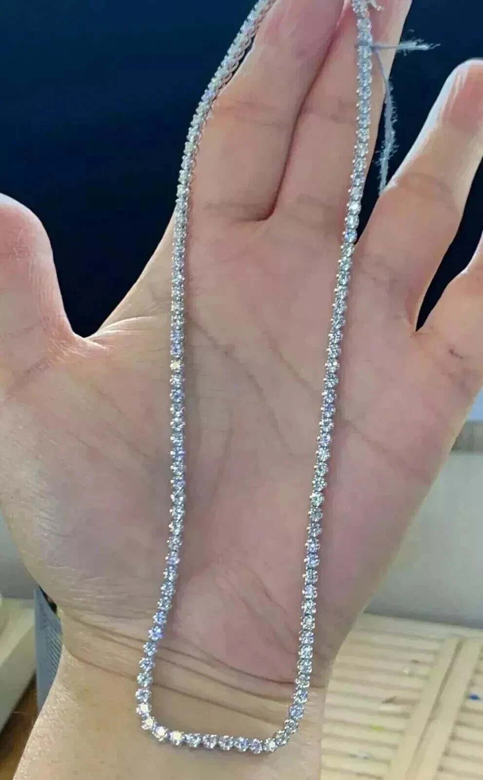 15 ctw Round Cut Created Diamond Tennis Women Necklace 14K White Gold Finish 18″