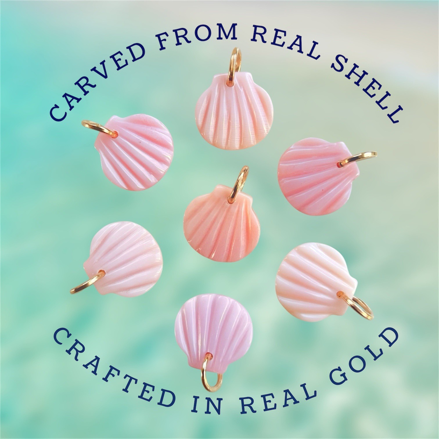 14k Solid Gold Charm, Pink Conch Shell Charm, Beachy Summer Jewelry