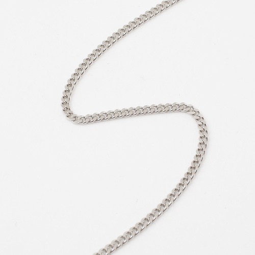 Pt850 Solid Platinum 4.3g 1.2mm 2-Sided Curb Link Chain Necklace 23.5″ MIJapan