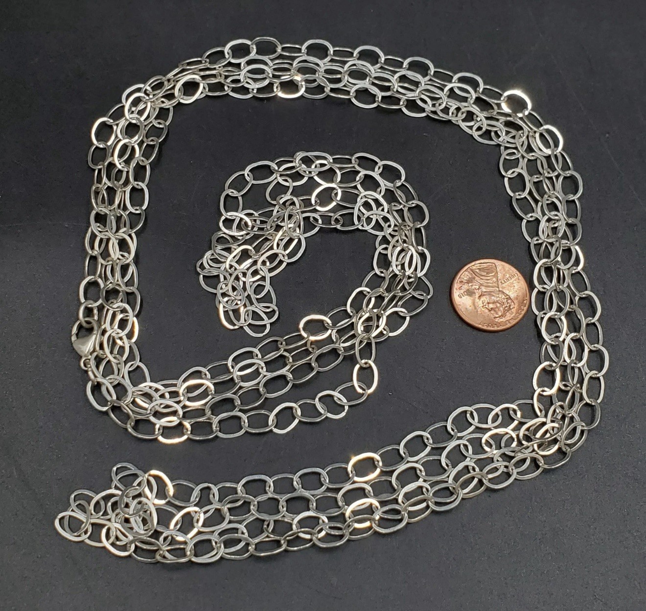 Sterling Silver 100″ LONG Artisan Cable Chain Necklace Belt Layer VERSATILE 925