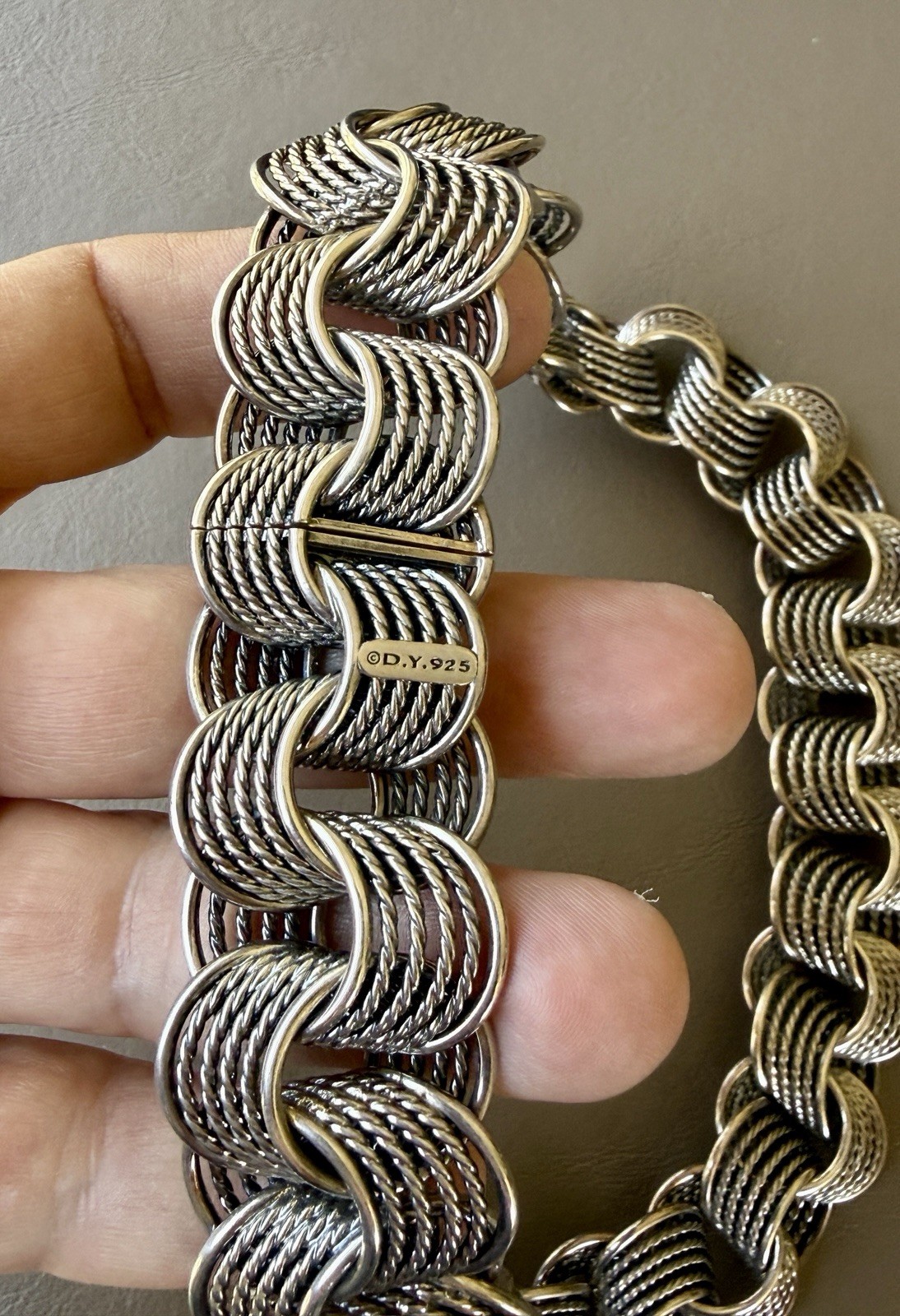 David Yurman Origami Chain Link Necklace Sterling Silver Original Box 18” 188gr