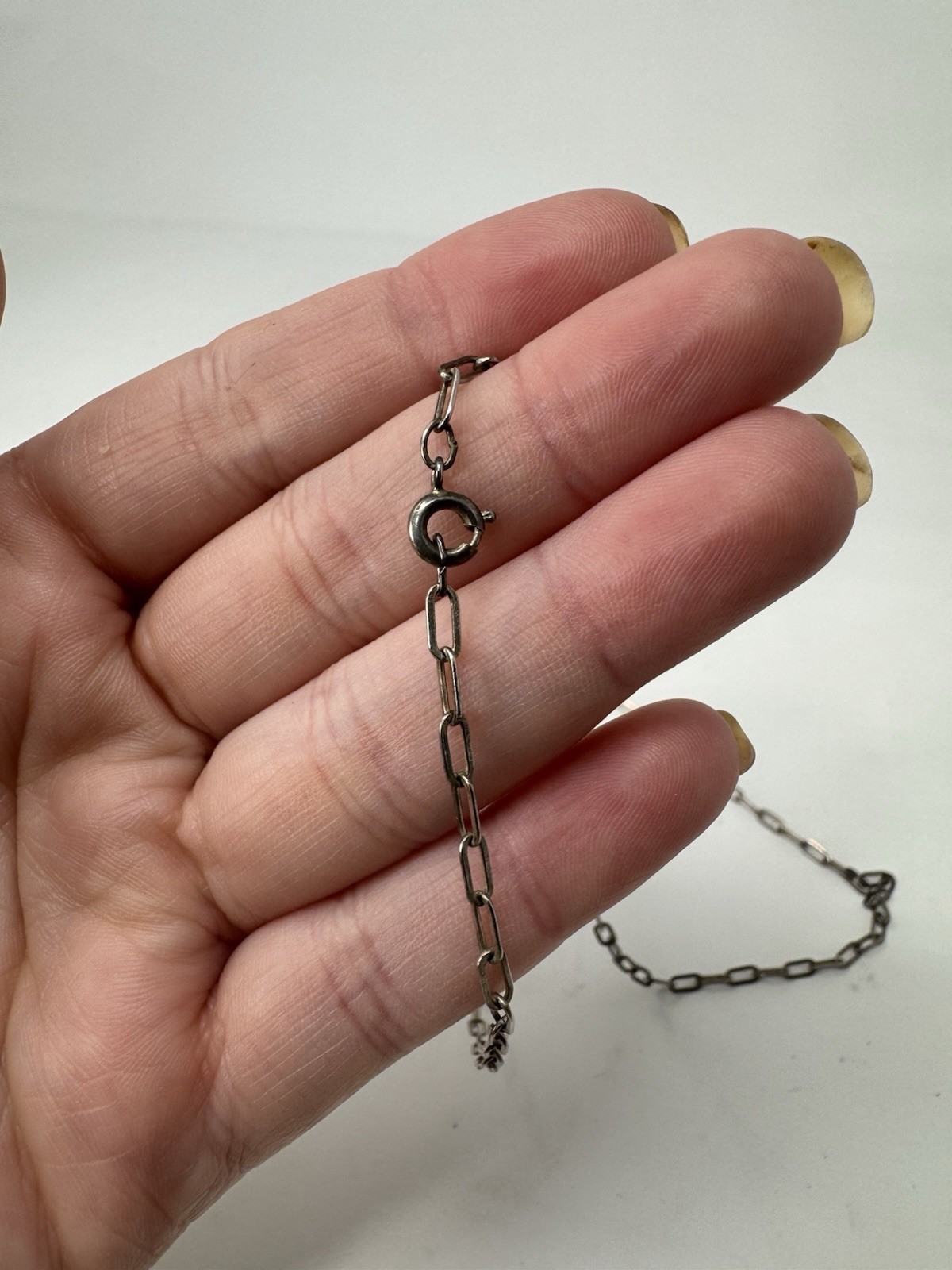 Sterling Silver Elongated Paper clip Chain Necklace (J-398)