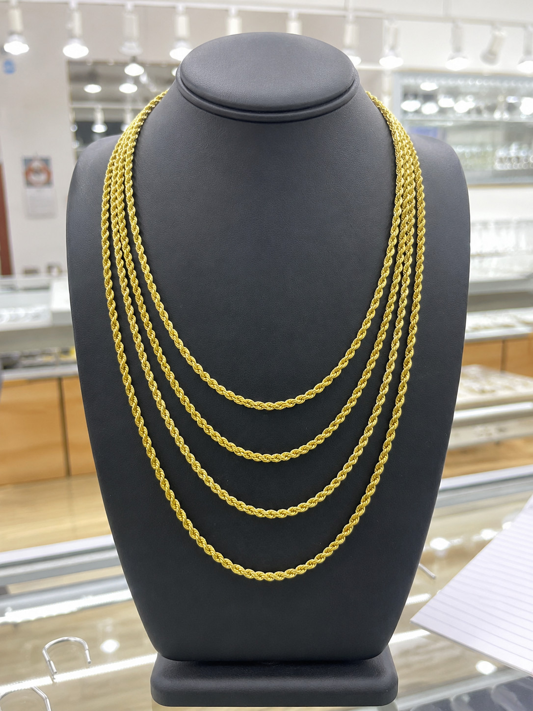 3mm Yellow Gold Plated Hollow Rope Chain Necklace for Men & Women