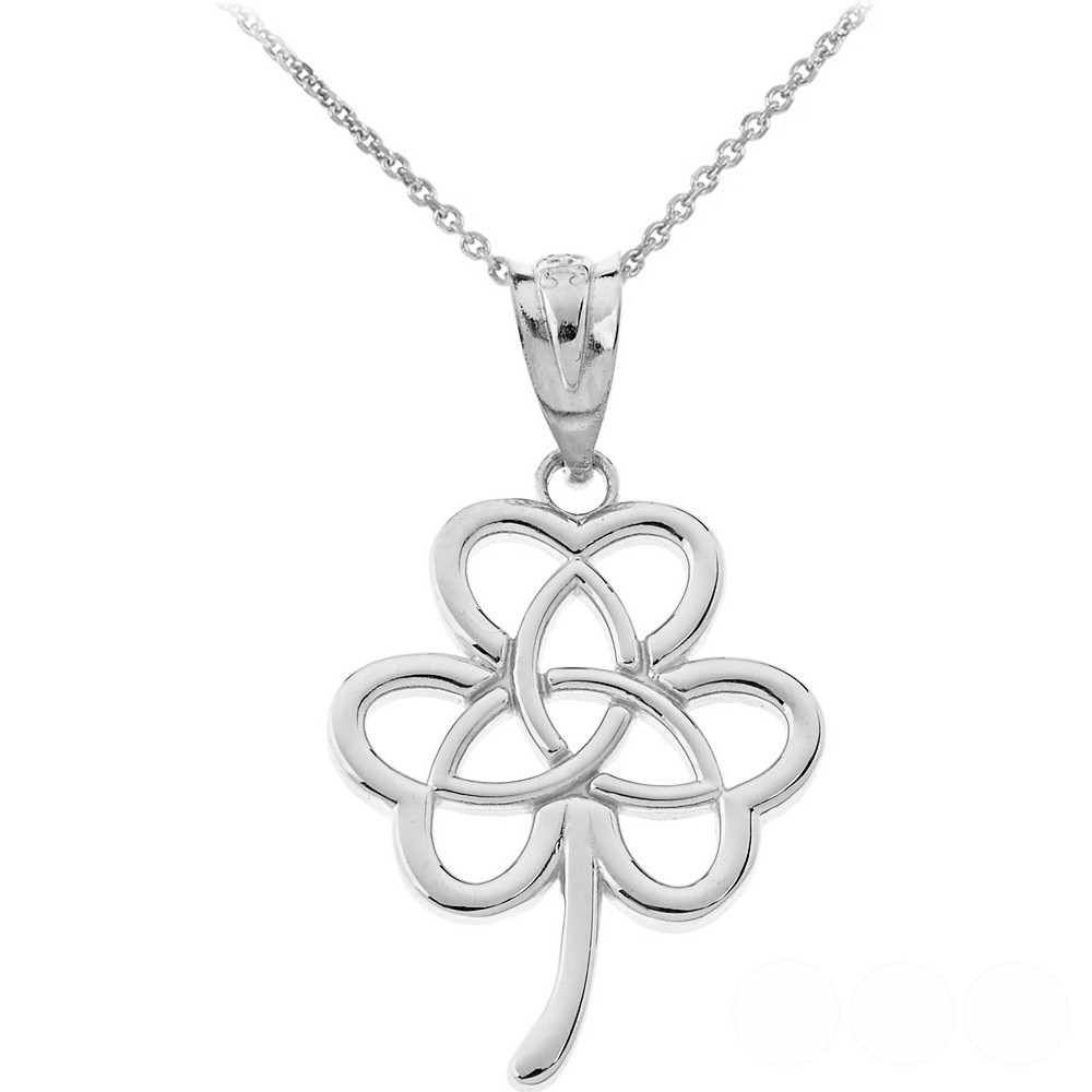 Gold Irish 3 Leaf Clover Celtic Triquetra Trinity Knot ( Yellow/Rose/White Gold)