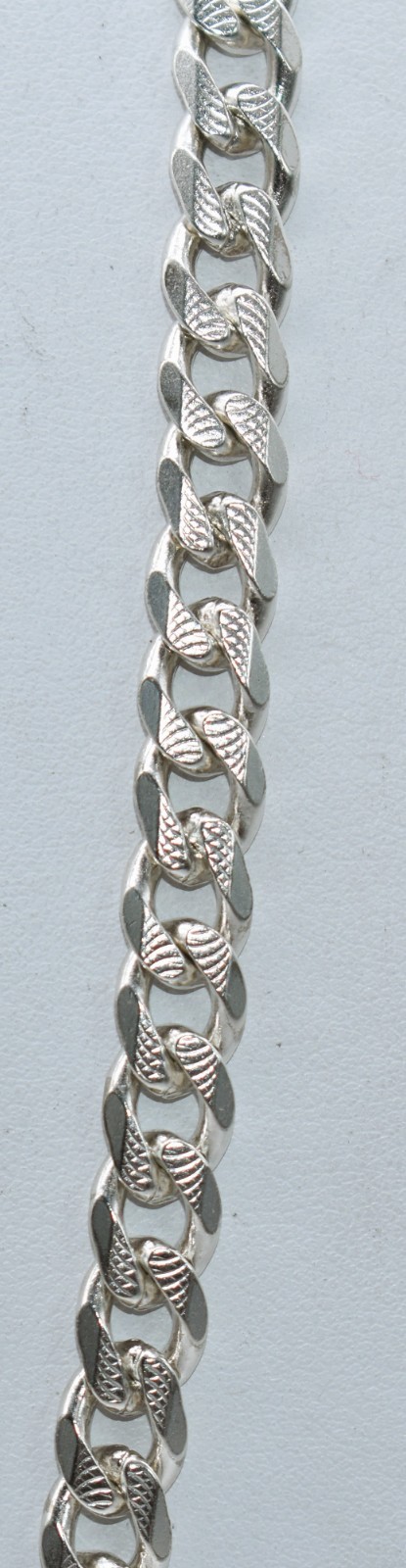 Italian Curb Link 7 mm High-Polish & Textured Sterling Silver Chain 70.5 g 30 in