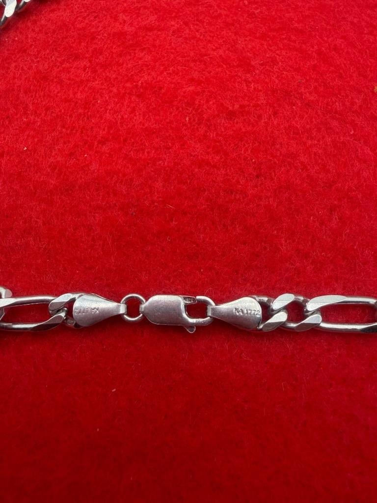 925 Italy Sterling Silver Figaro Chain Necklace 20” KA1772 Unisex Classic