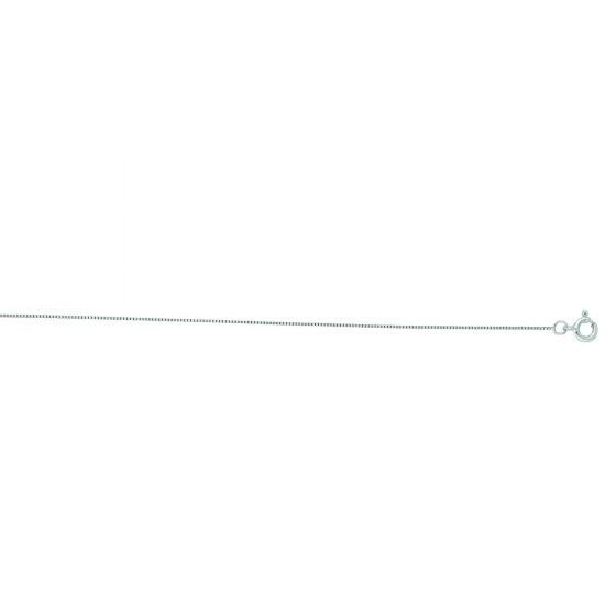Pretty 14K Solid White Gold 0.45mm Classic White Box Chain Necklace – 18 Inch