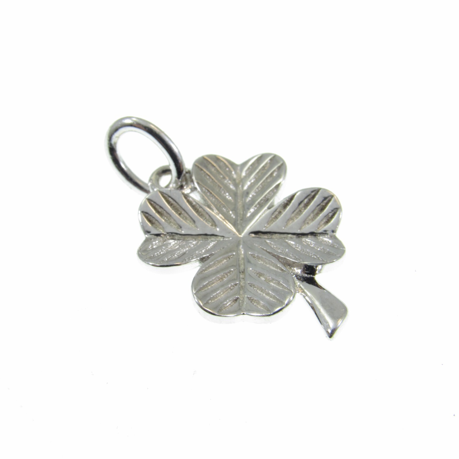 Solid 925 Sterling Silver Lucky Clover, 4 Four Leaf Clover Pendant Luck Charm