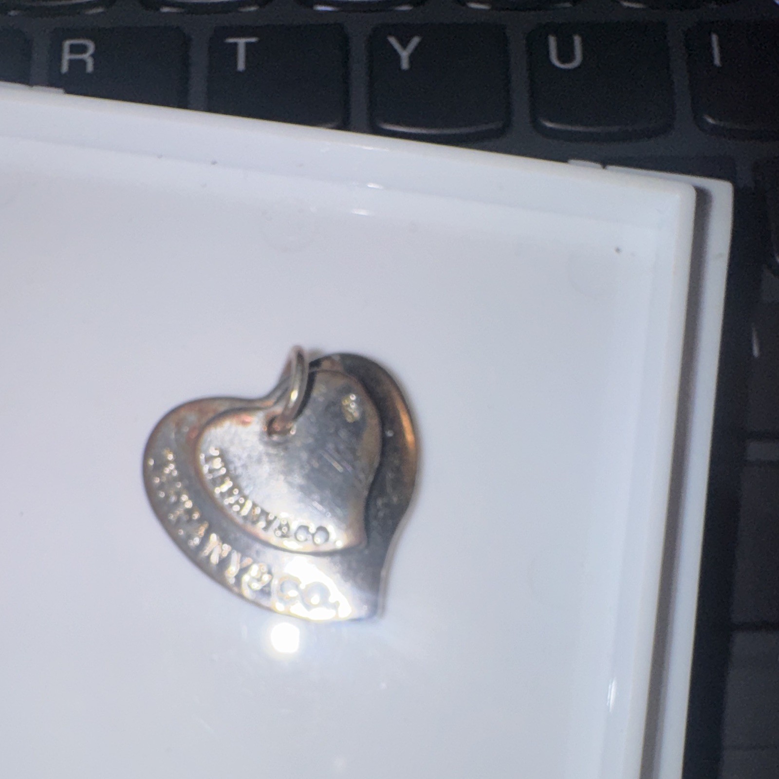 Tiffany & Co. Sterling Silver 925 Double Heart Charm Pendant Signed Engraved