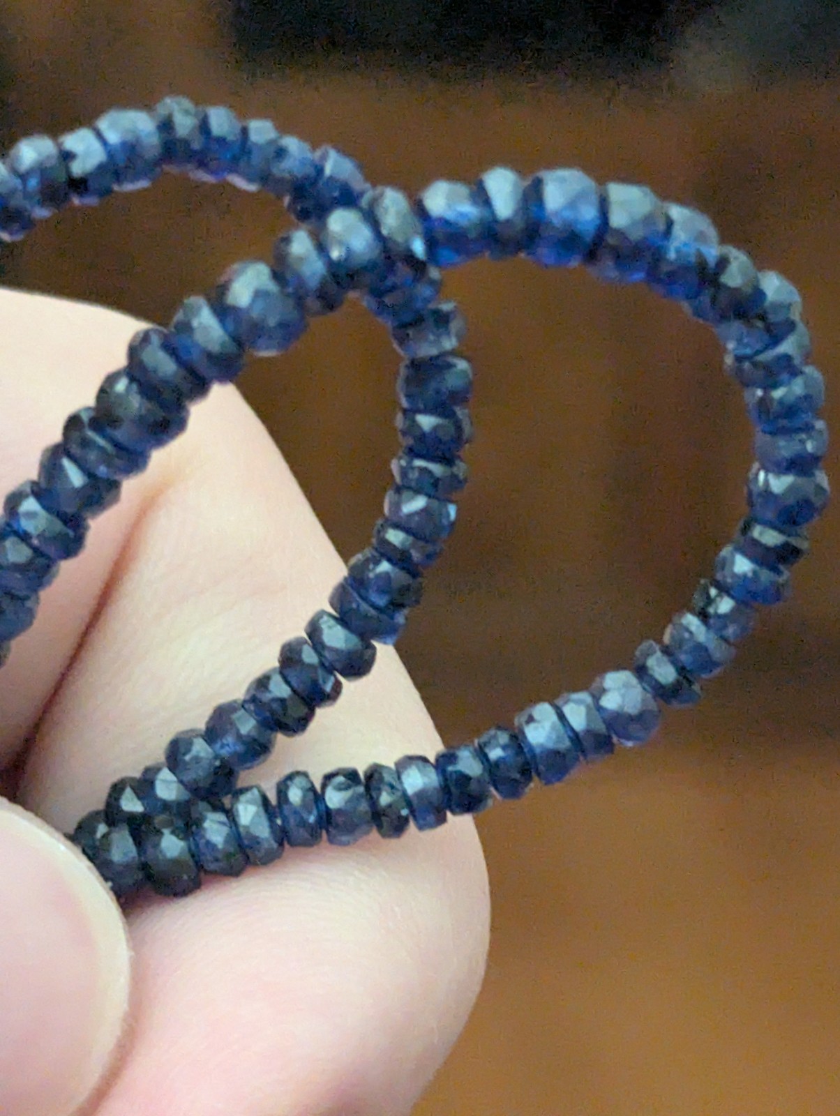 natural blue Sapphire rondelle Bead Necklace 14.15 In 2 x 4mm