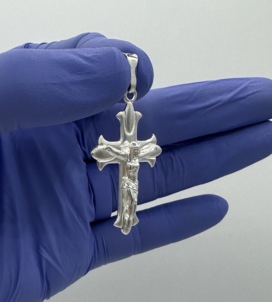 925 Sterling Silver Jesus Crucifix Cross Pendant Religious 5.38g 1.85”