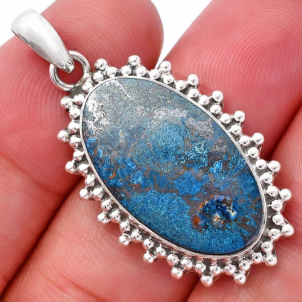 Natural Shattuckite – USA 925 Sterling Silver Pendant Jewelry P-1066