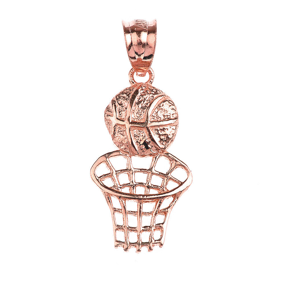 Gold Basketball Hoop Sports Pendant(Available in Yellow/Rose/White Gold)