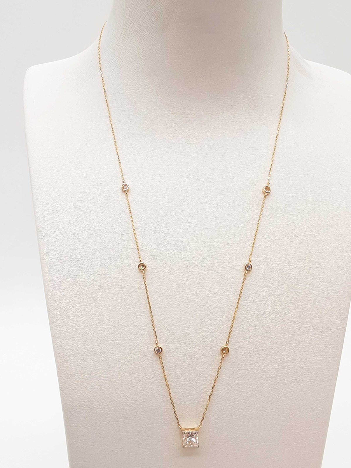 0.75 Cttw Lab Grown Diamonds 14k Yg 1.9g Princess Necklace 18 In Do1225rorde