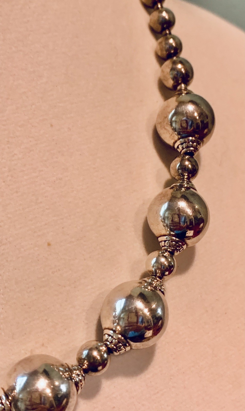 Milor Italy Sterling Silver 925 Beaded Ball Necklace 18-20”