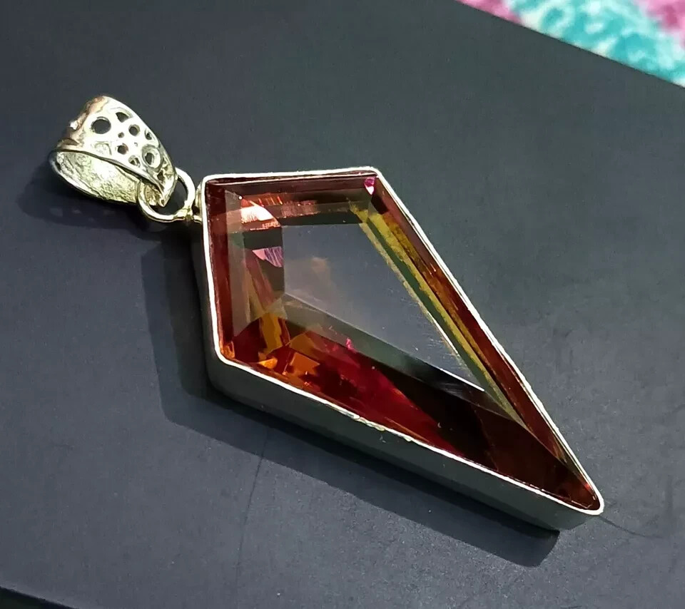 80 CT+ Certified Fancy Cut Natural Zultanite 7 Color Pendant 925 Silver Jewelry