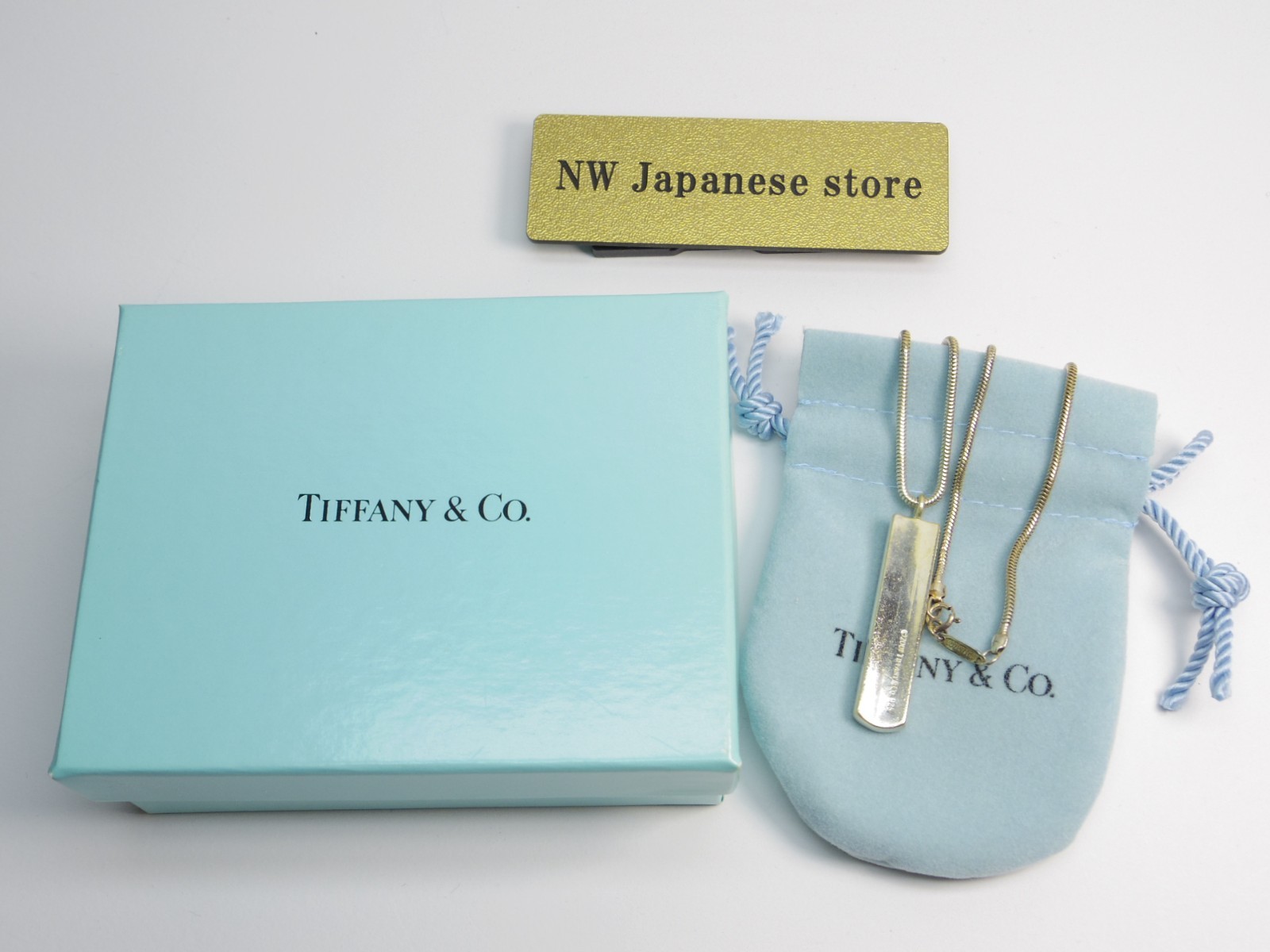 TIFFANY & Co. 1837 Bar Plate Pendant Necklace Chain Silver SV925 excellent
